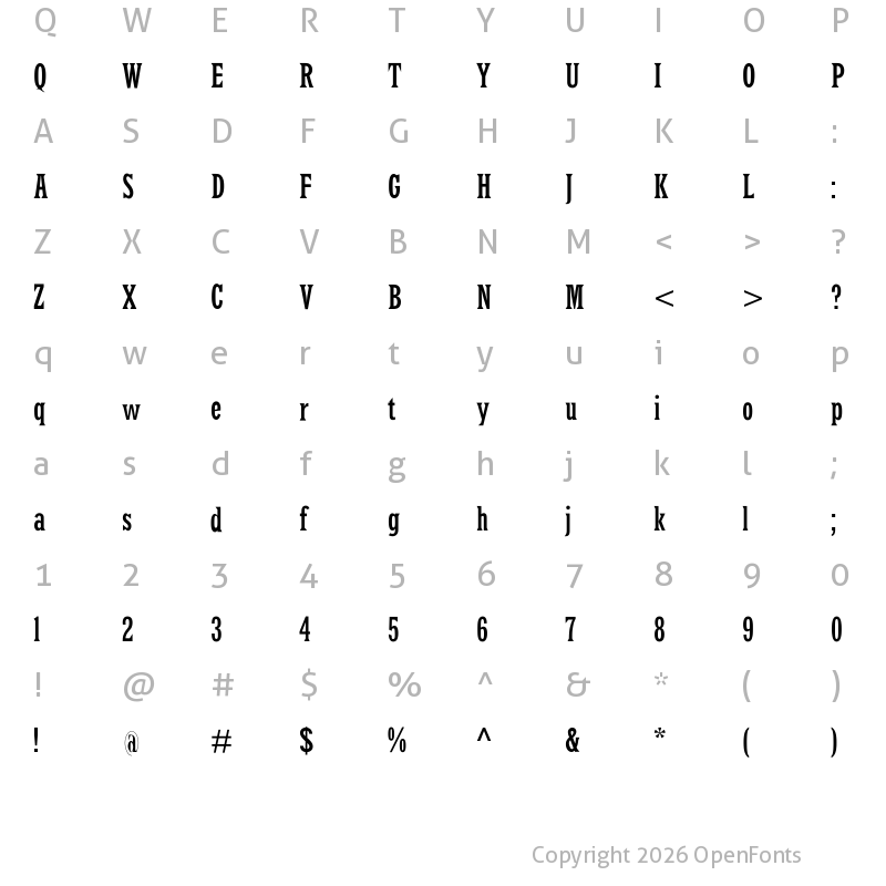 Character Map of LatinRCond Regular