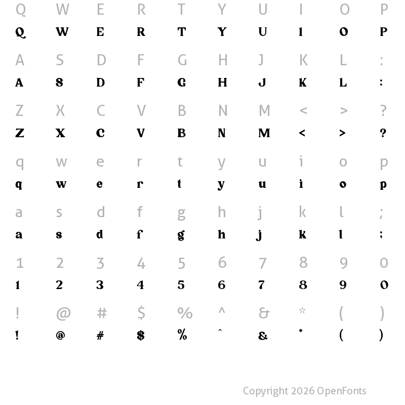 Character Map of Laurasia Ligature