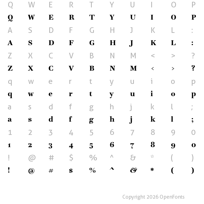 Character Map of Lavigne Text Bold