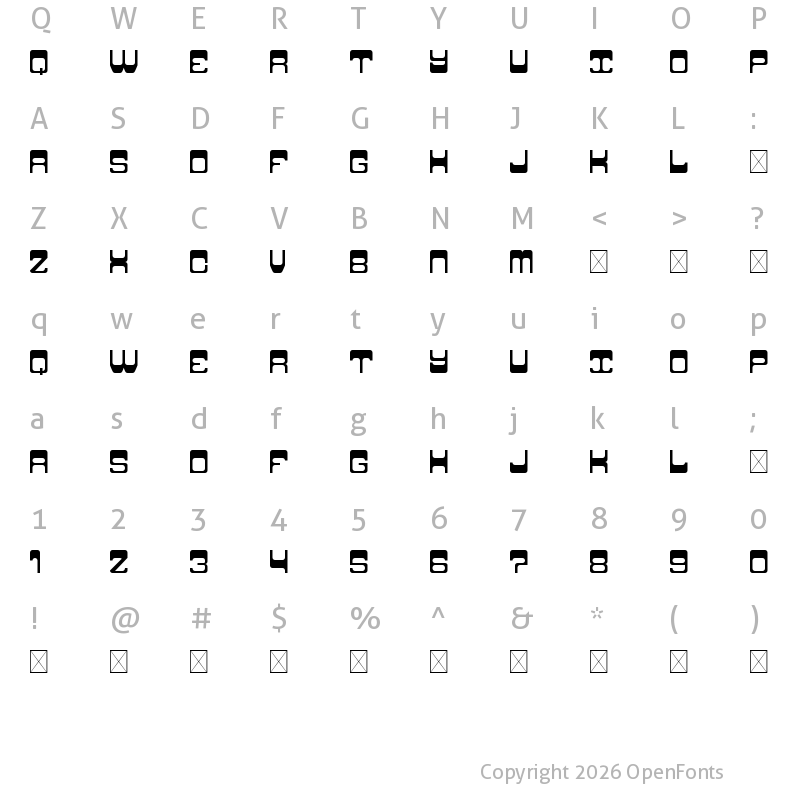 Character Map of Lavomatic 2000 Plain Regular