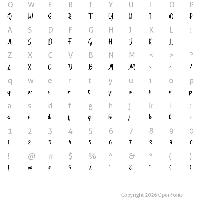 Character Map of Laythis Regular