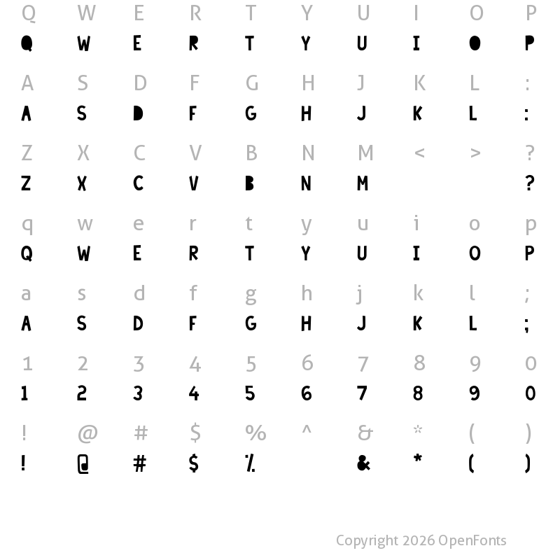 Character Map of Lazy Sunday Regular