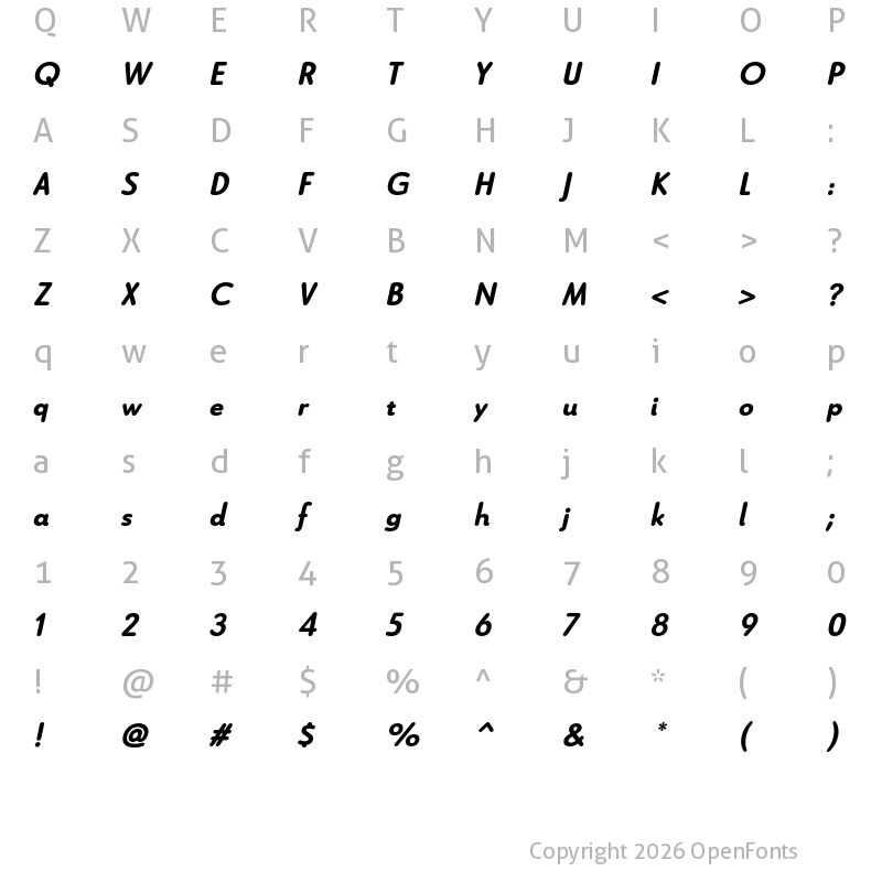 Character Map of Le Havre Rounded Black Italic