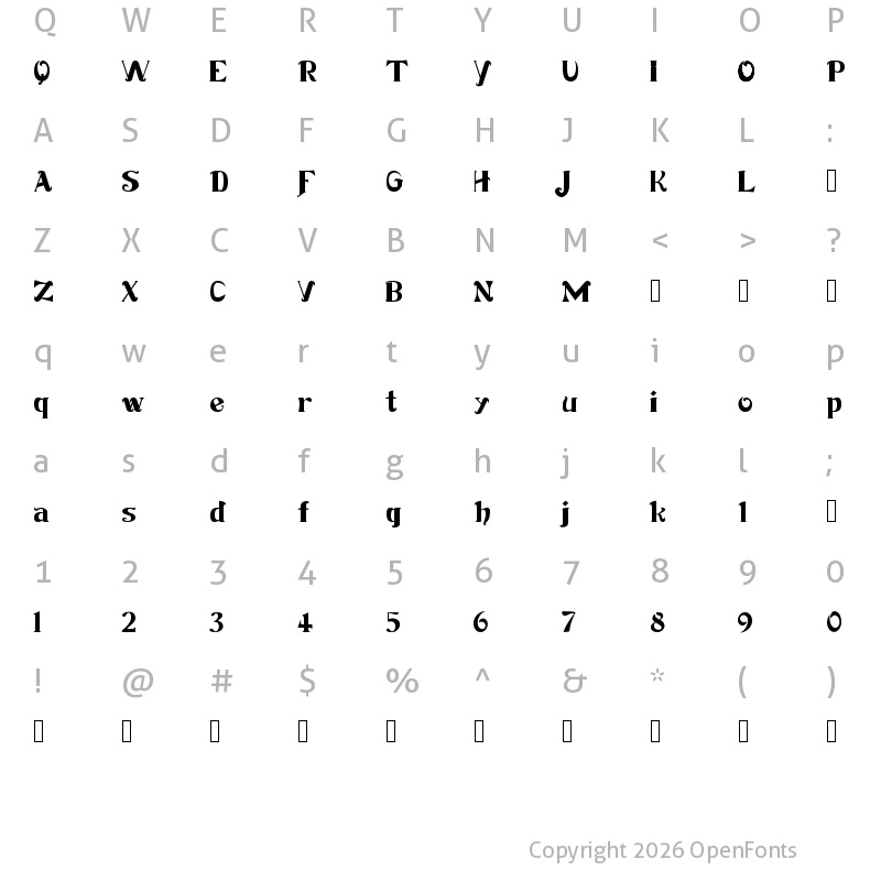Character Map of Le Pacte Regular
