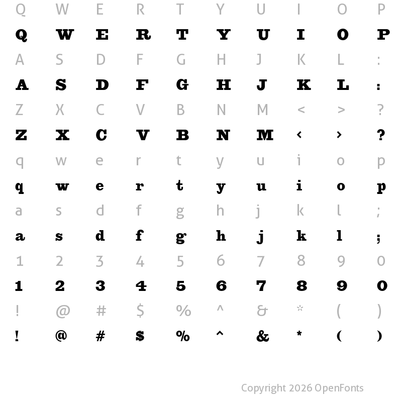 Character Map of LeadvilleW00-Regular Regular