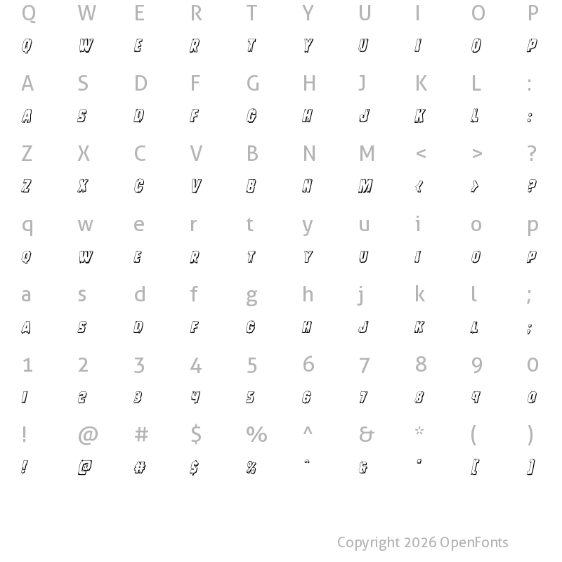 Character Map of Leatherface 3D Italic Italic