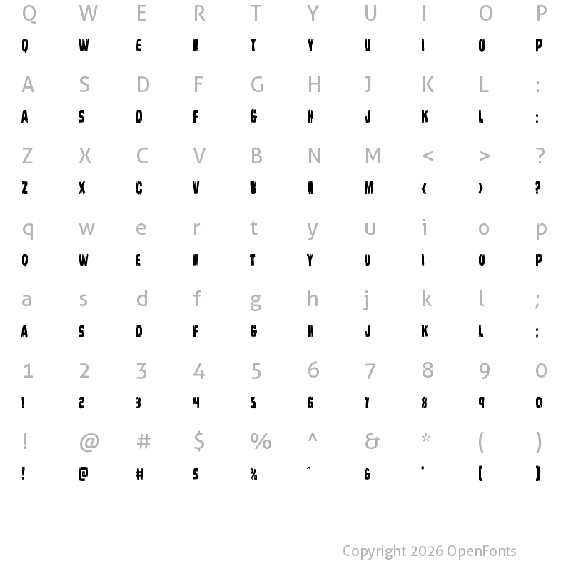 Character Map of Leatherface Condensed Condensed