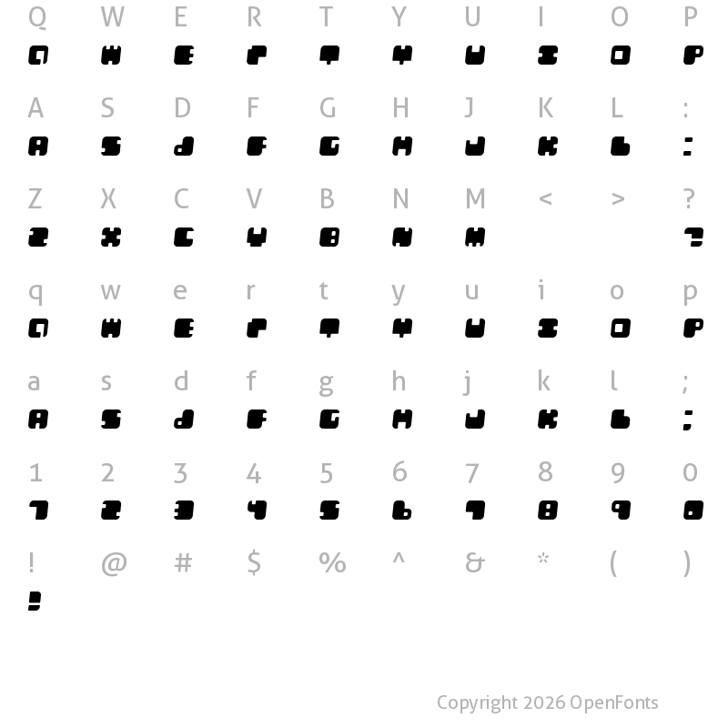 Character Map of Leben Italic