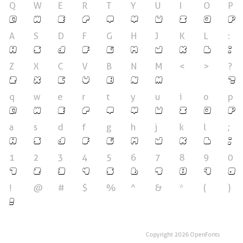 Character Map of Leben Shadow Italic