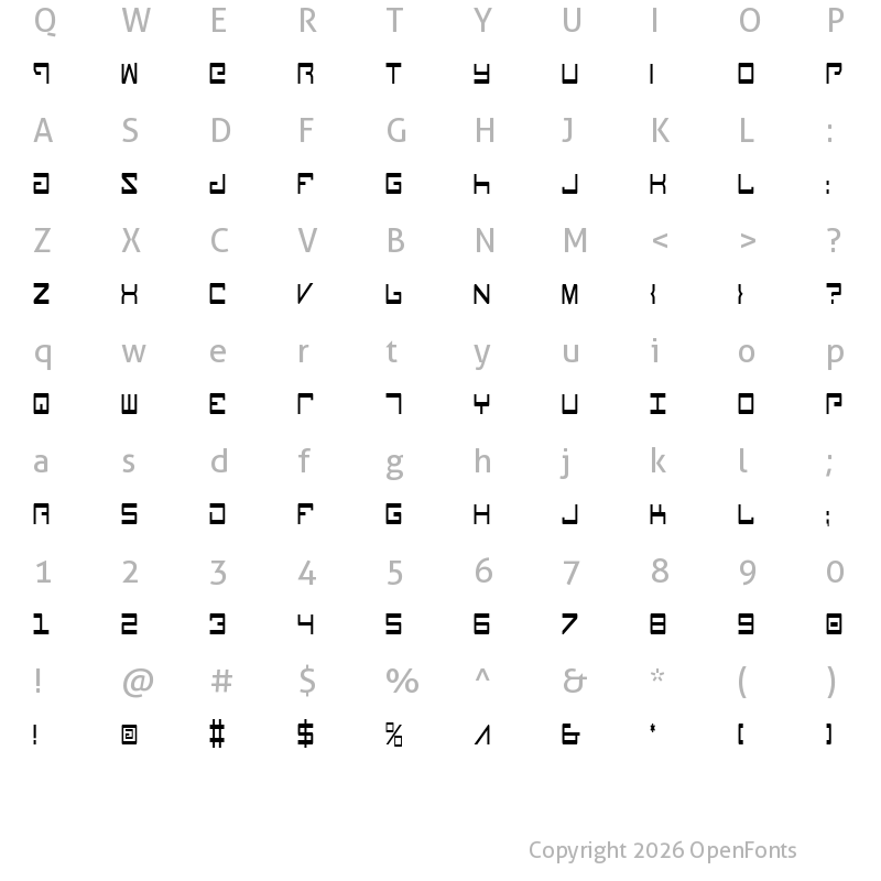 Character Map of Legion Condensed Condensed