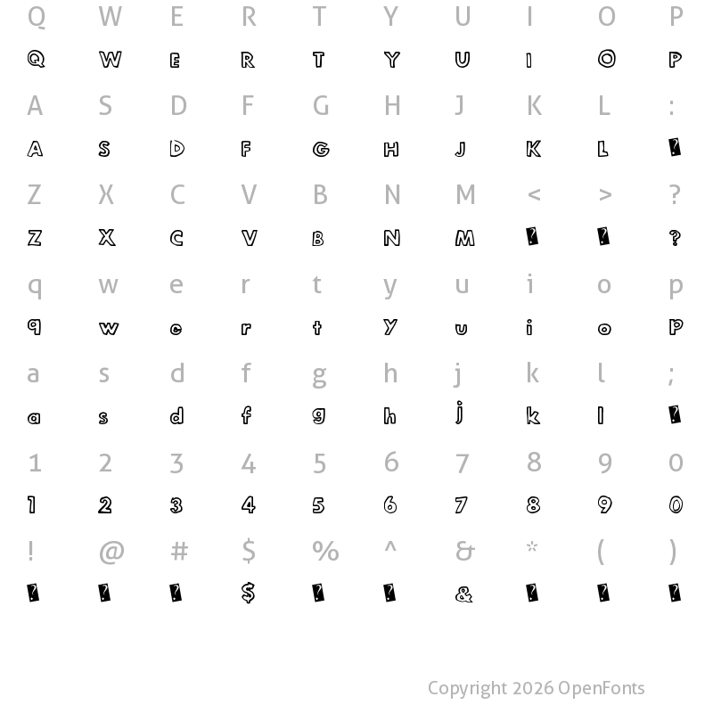 Character Map of LegitOutline Regular