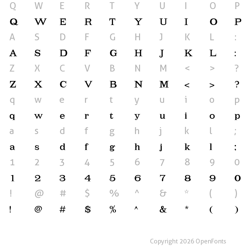 Character Map of LehmannW08-Regular Regular