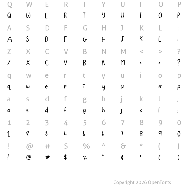 Character Map of Lemon Juicy Regular