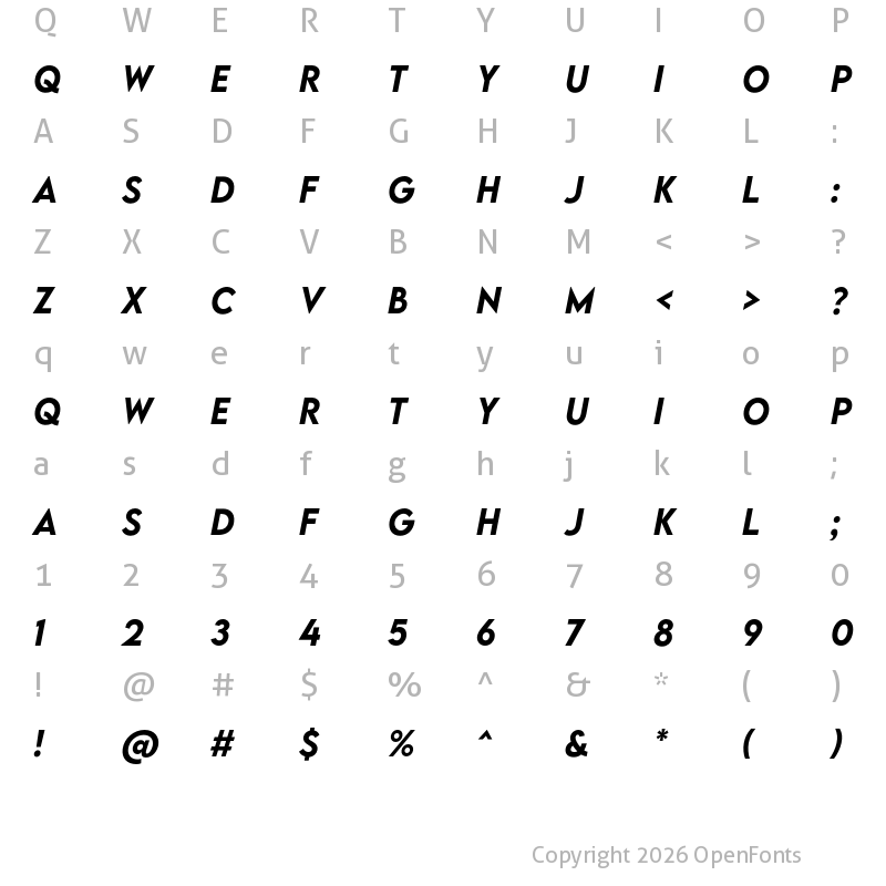 Character Map of LEMON MILK Medium Italic