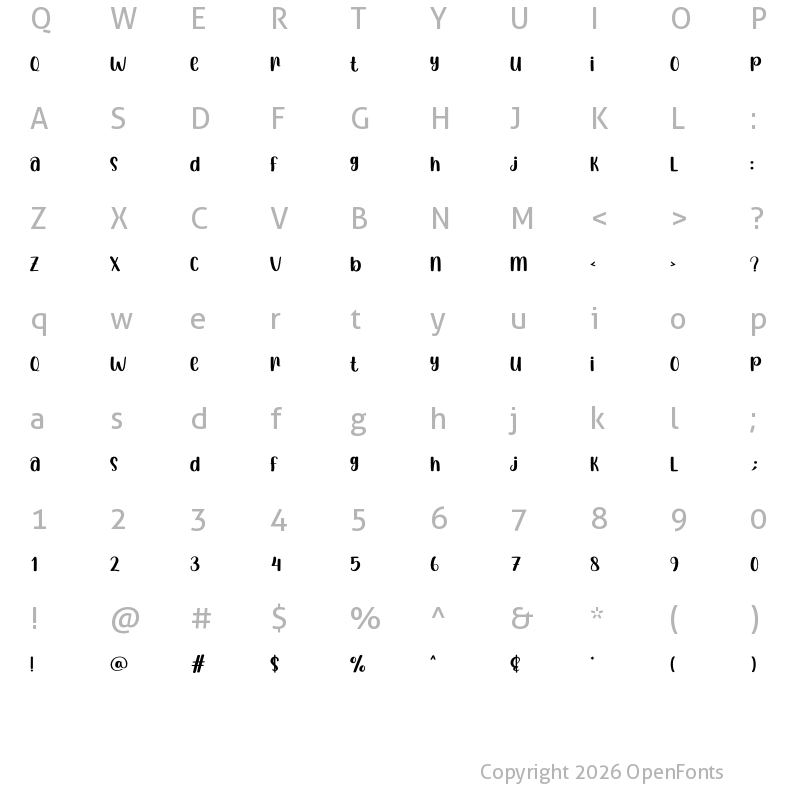 Character Map of Lemon Milk Regular