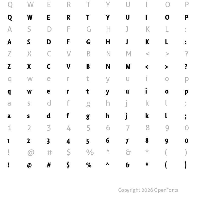 Character Map of Lemon Sans Next Cond Bold
