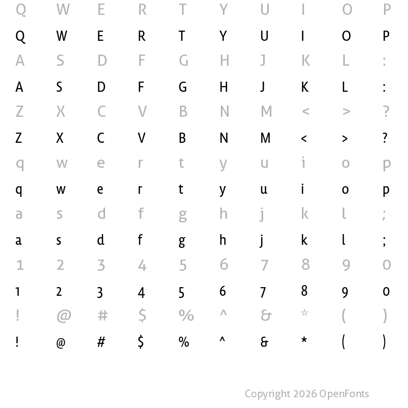 Character Map of Lemon Sans Next Cond Regular