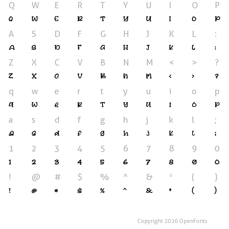 Character Map of Lemon Squash Regular