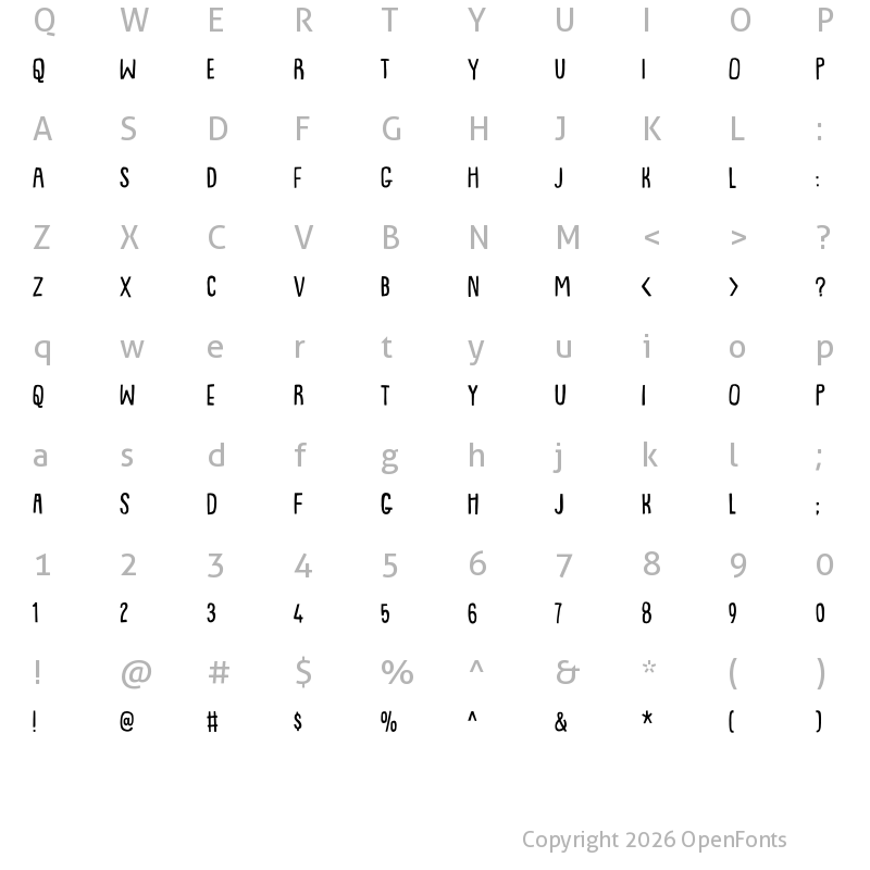 Character Map of Lemonism DEMO Regular