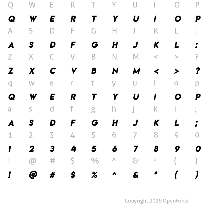 Character Map of Lemon/Milk Bold