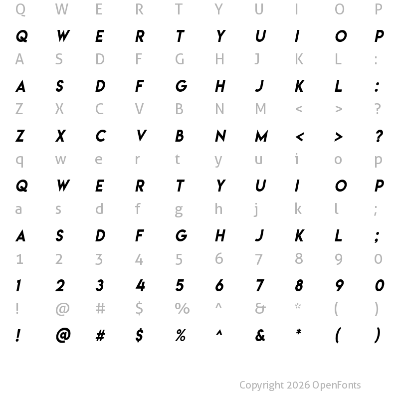 Character Map of Lemon/Milk Regular italic