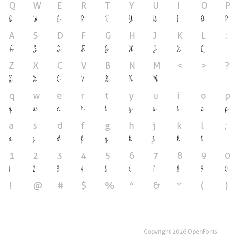 Character Map of Lemy Butter Demo Regular