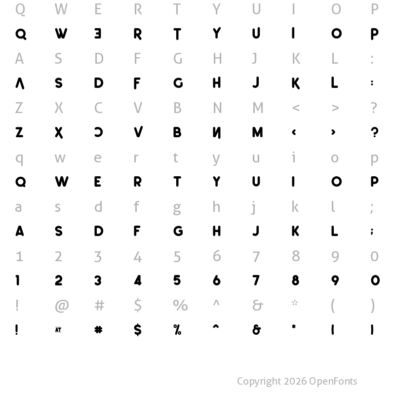 Character Map of Leonardo-Rounded Demo