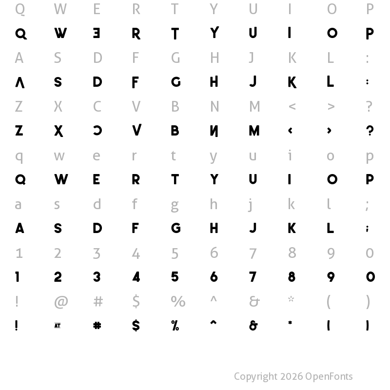 Character Map of Leonardo-SemiRounded Demo