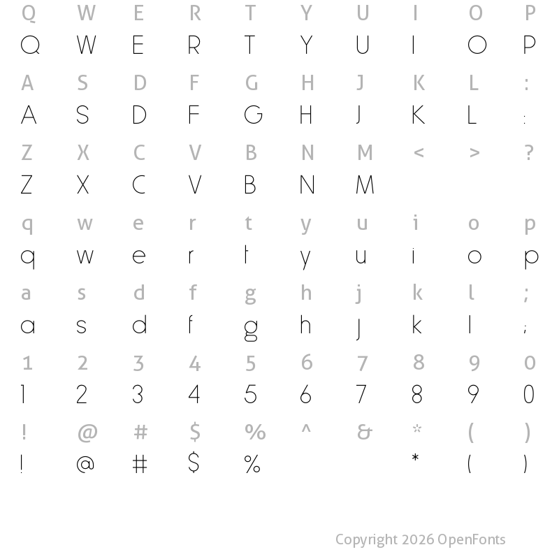 Character Map of Less Light