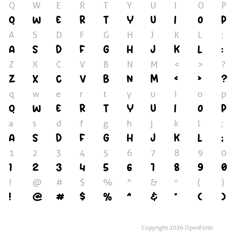 Character Map of Lets Coffee Regular