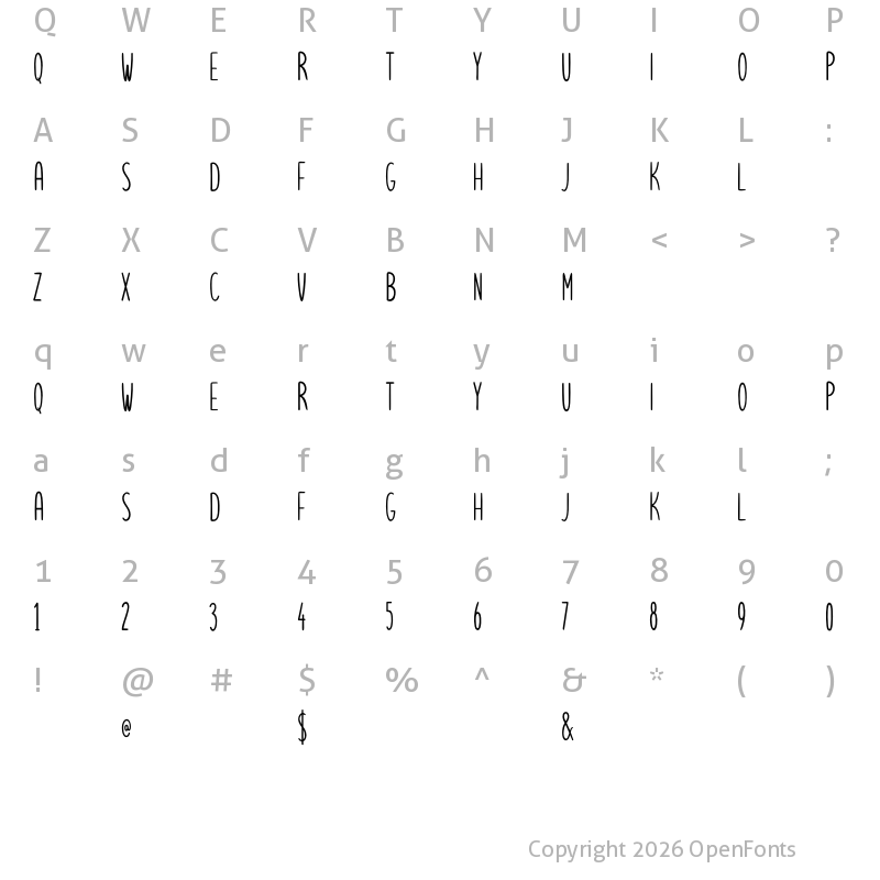 Character Map of Lets get crazy sans Regular