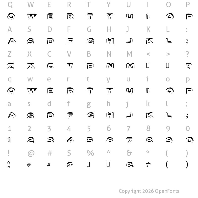 Character Map of Letter Set A