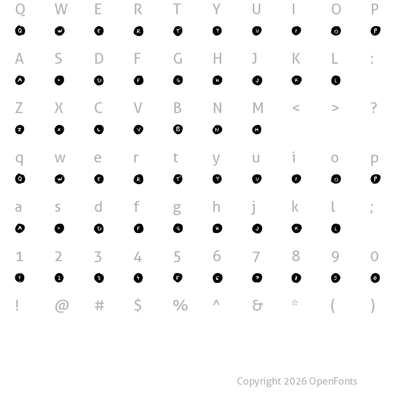 Character Map of Letters in Circles Book Regular