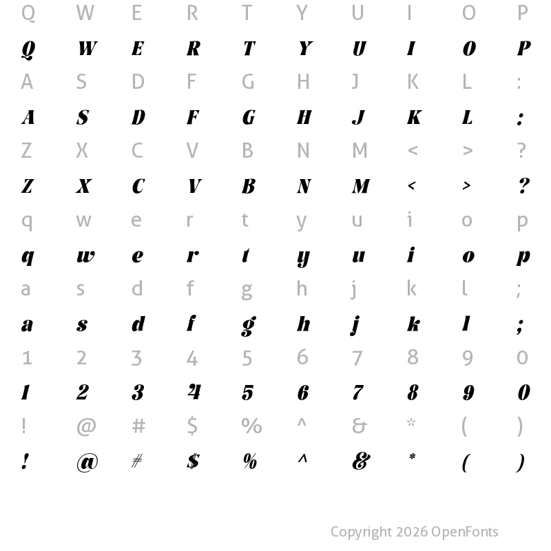 Character Map of Lettown Hills Italic Italic