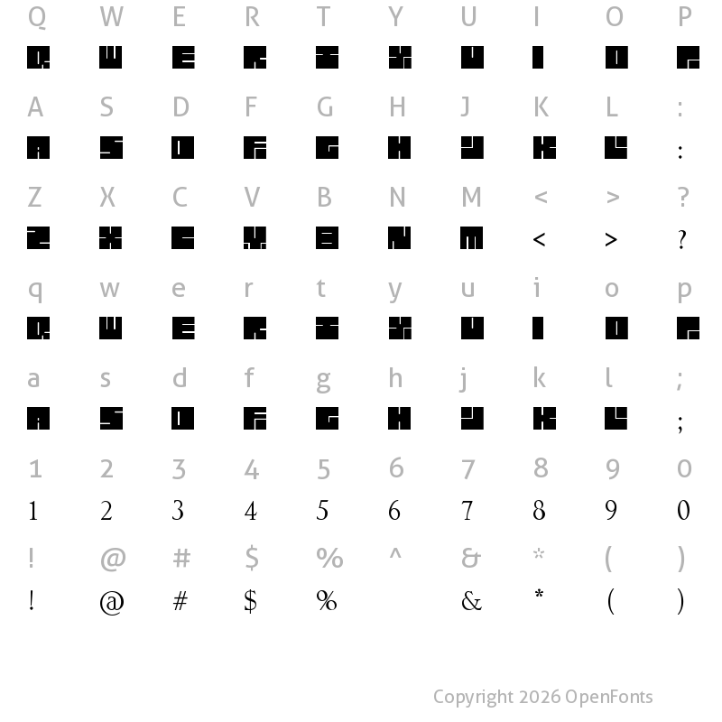 Character Map of lettres carr?es Regular