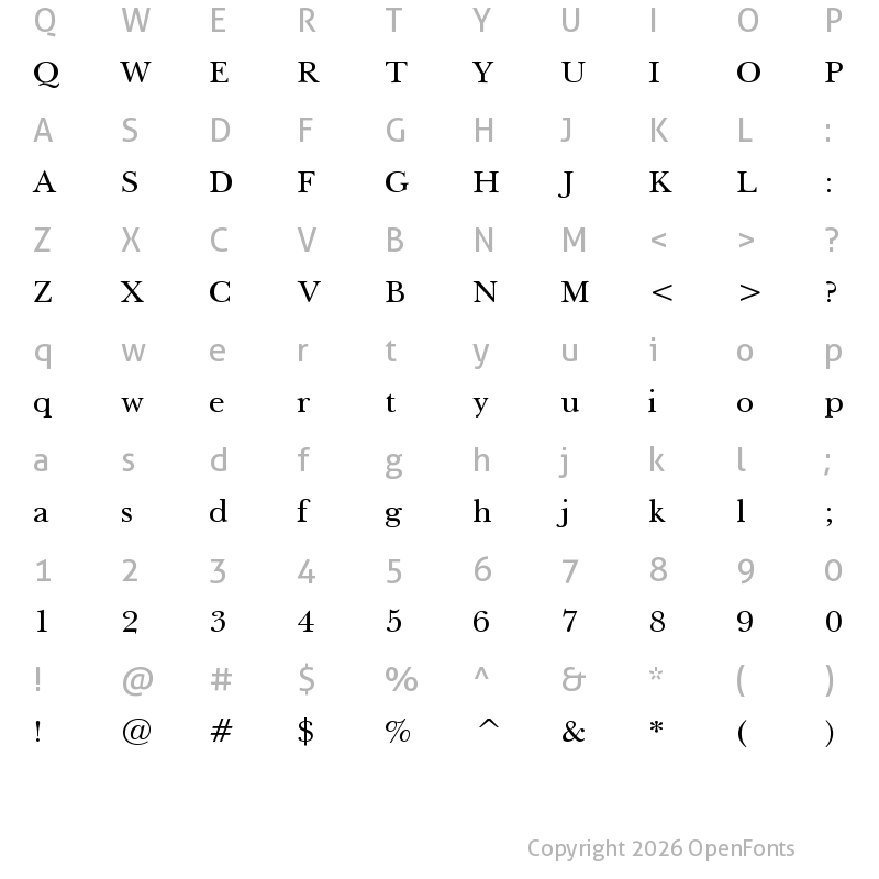 Character Map of LG_Serif_CIS Book