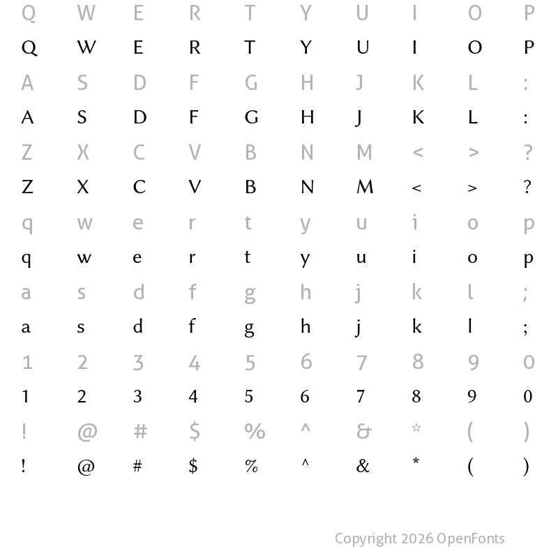 Character Map of Libertinus Sans Regular