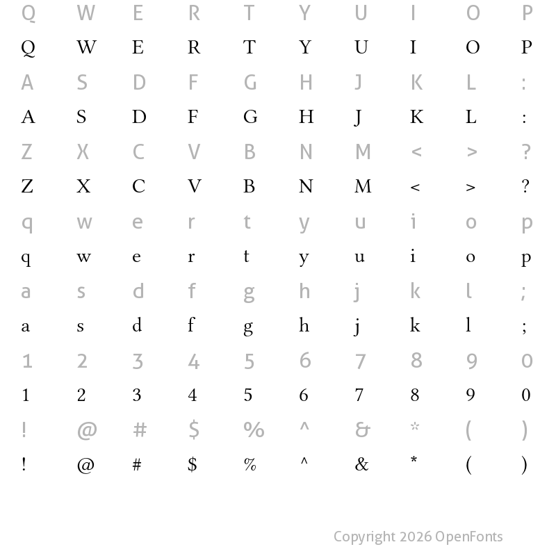 Character Map of Libertinus Serif Display Regular