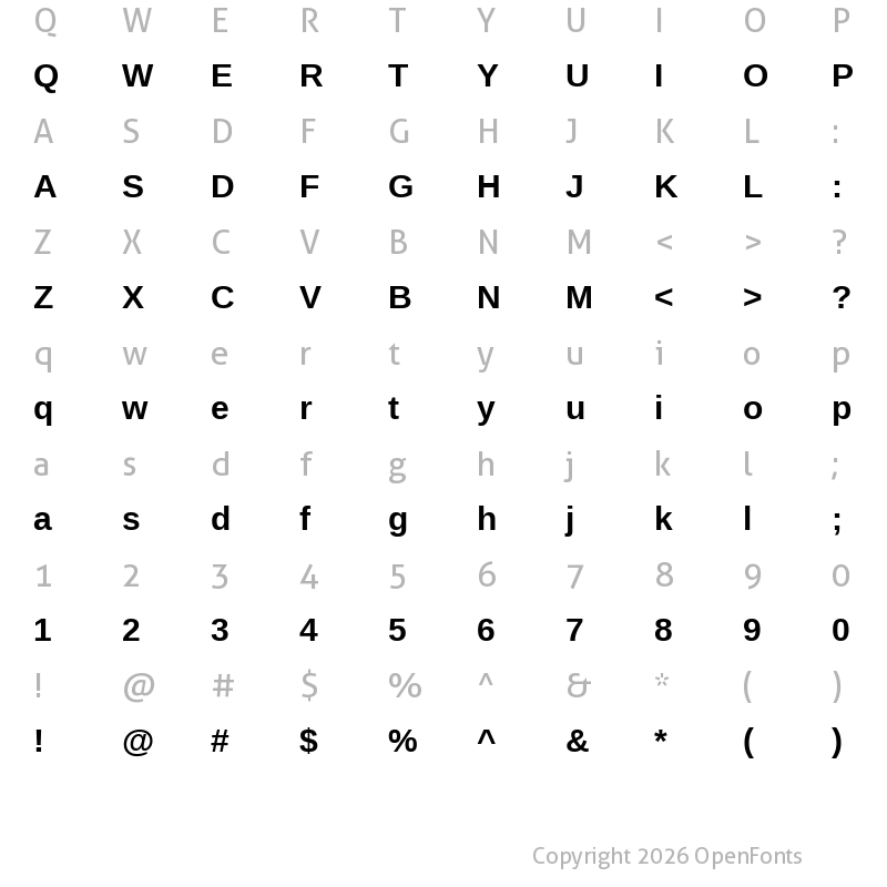 Character Map of Libra Sans Bold