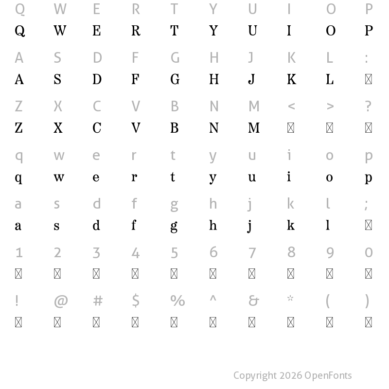 Character Map of Libreville - Free Regular