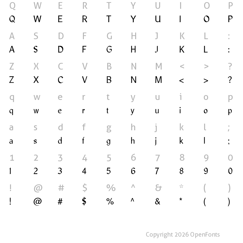 Character Map of Libris ADF Std Regular