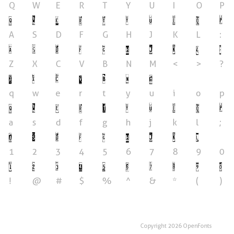 Character Map of LicensePlates Regular