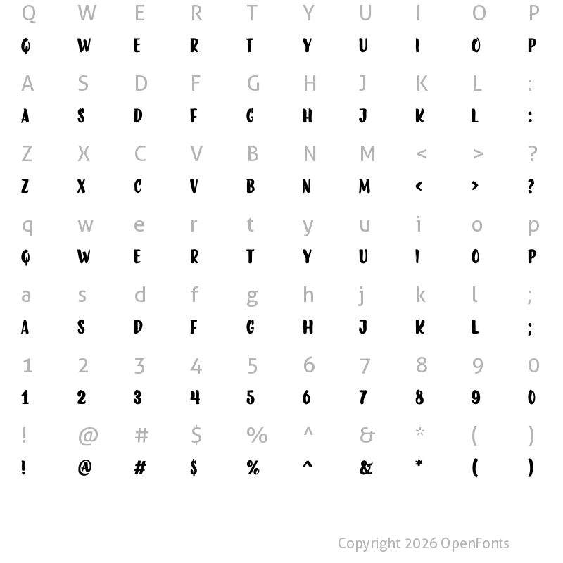 Character Map of LiebeDoris Bold