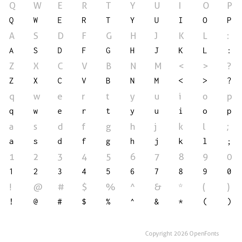Character Map of Ligconsolata Regular
