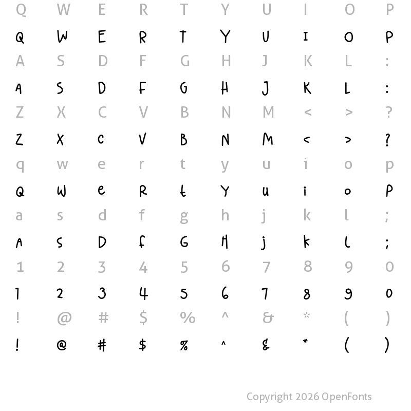 Character Map of Lighthearted Pleasure Regular