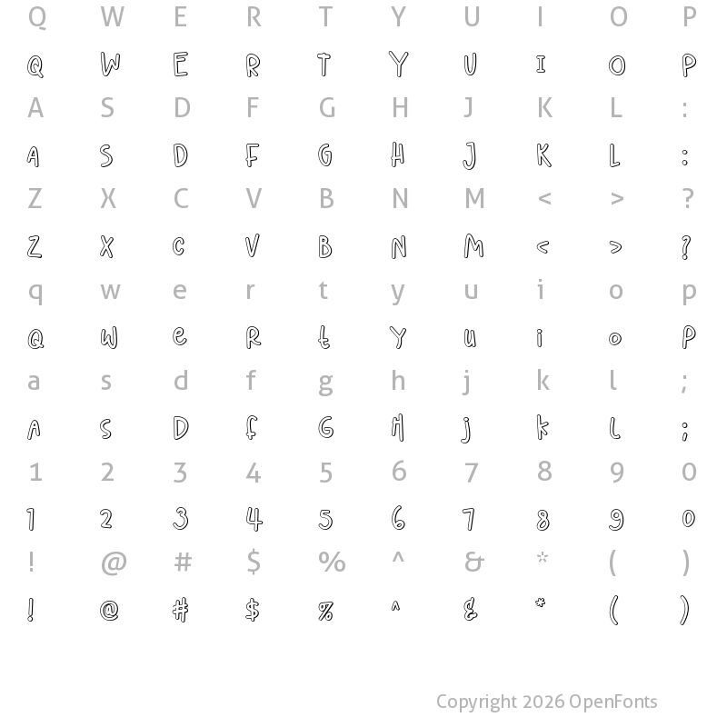 Character Map of Lighthearted Pleasure Shadow Regular