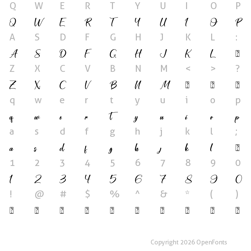 Character Map of Lightmoon - Personal Use Regular