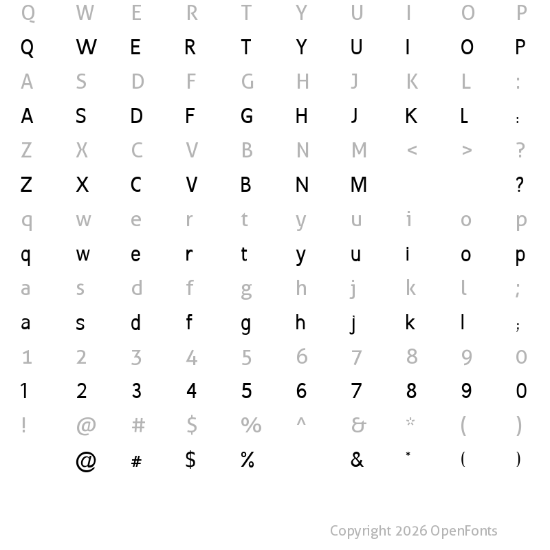 Character Map of Lignum Melle Regular
