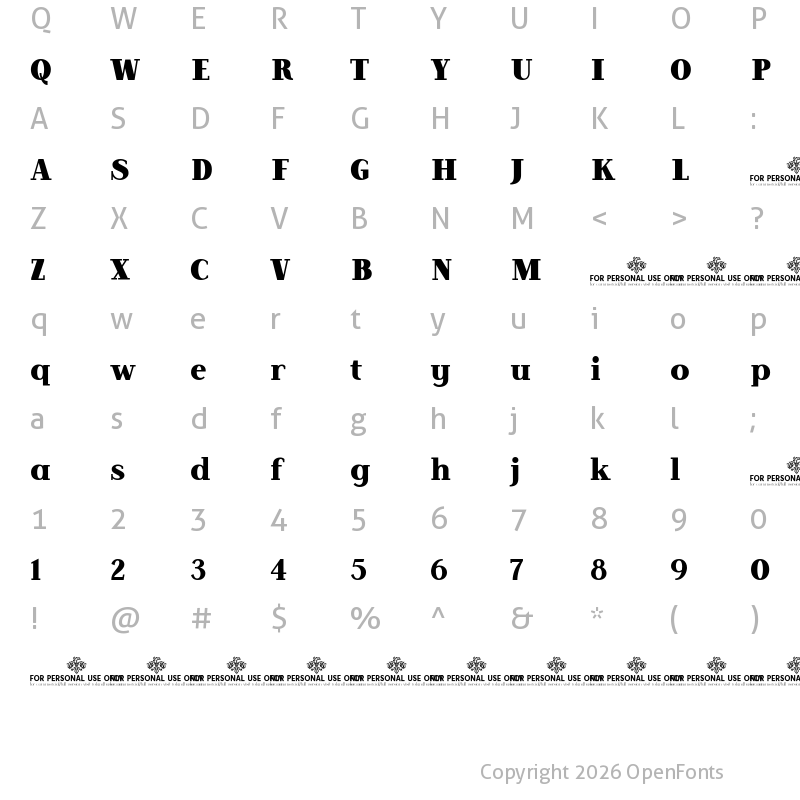 Character Map of Lilac Block Demo Bold