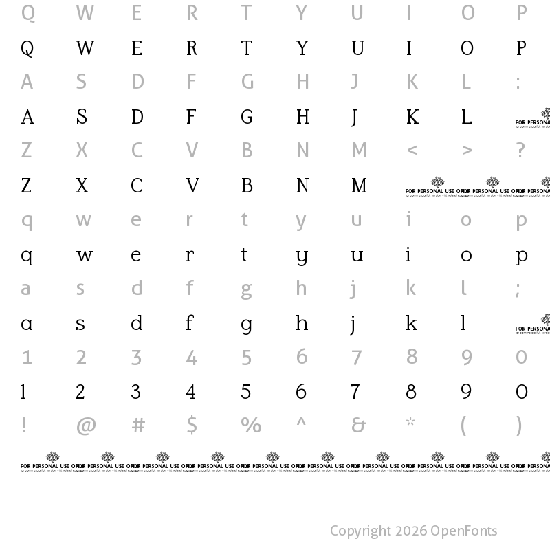 Character Map of Lilac Block Demo Regular